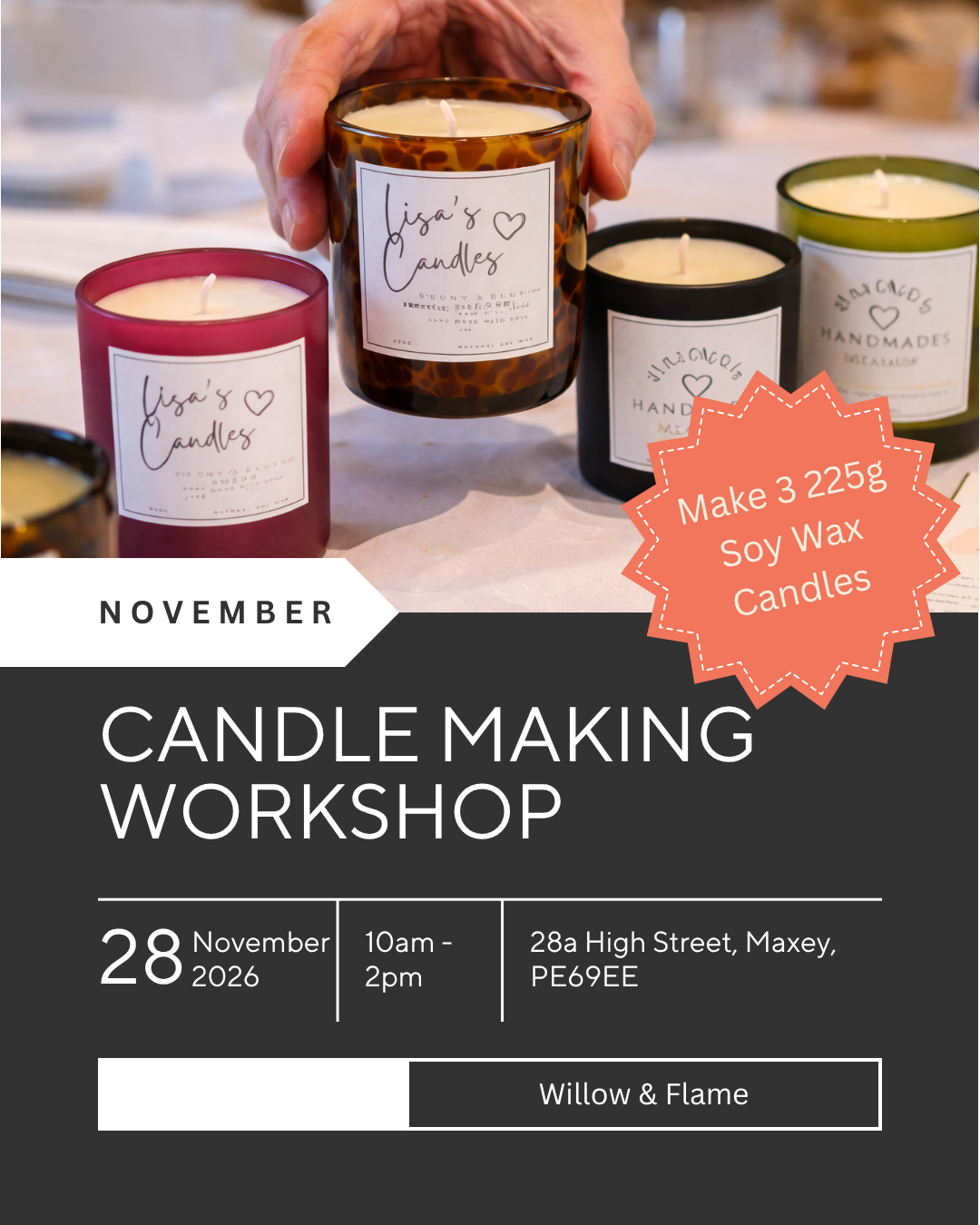 Candle Making Workshop (3 Candles) - Sat 28th November 2026