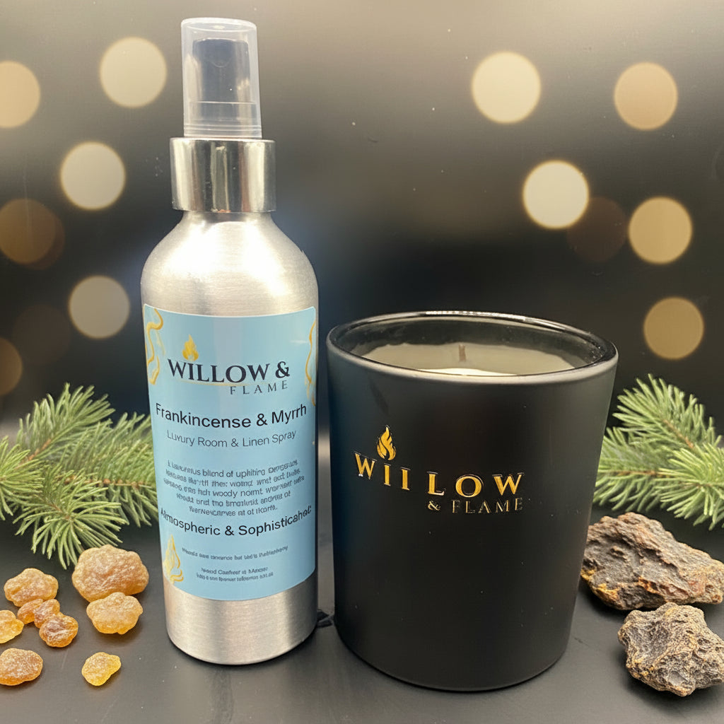 Frankincense & Myrrh - Matching Glass Candle & Room Spray